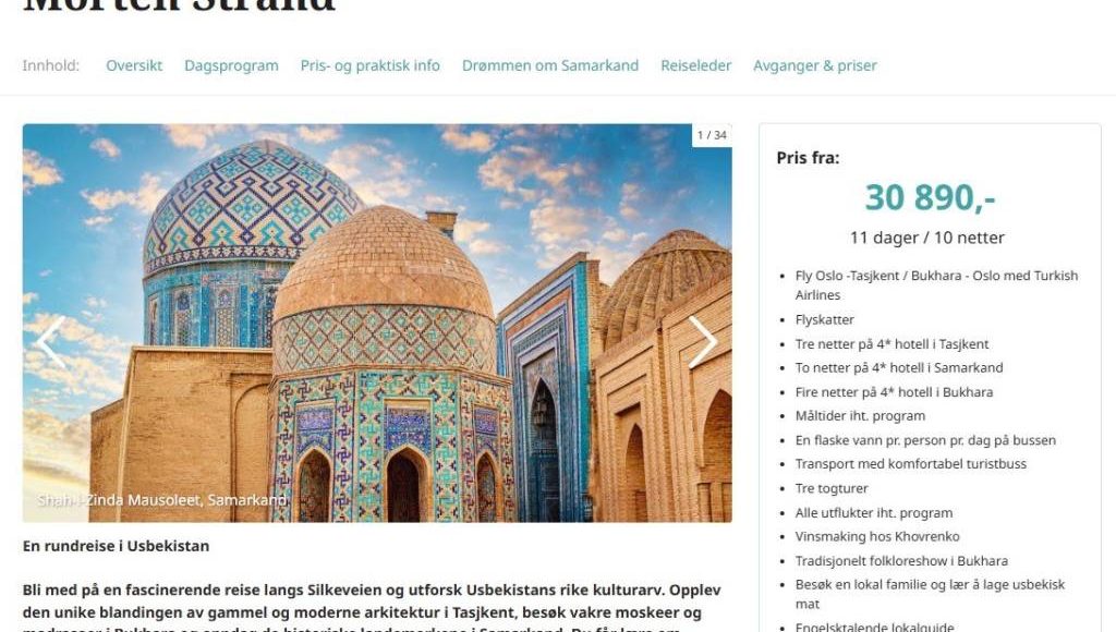 Норвегиялик туроператор Ўзбекистондаги Ипак йўли хазиналарини тарғиб қилмоқда