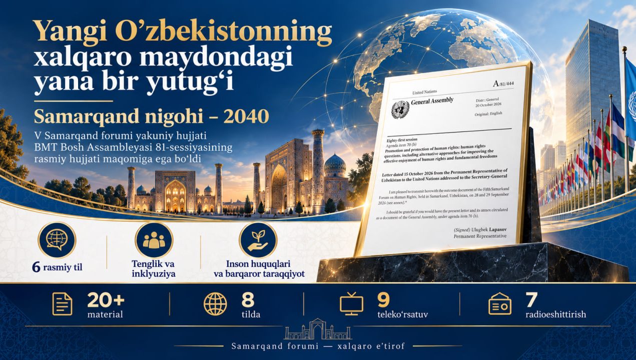 Yangi Özbekistonning xalqaro maydondagi yana bir öziga xos yutuği