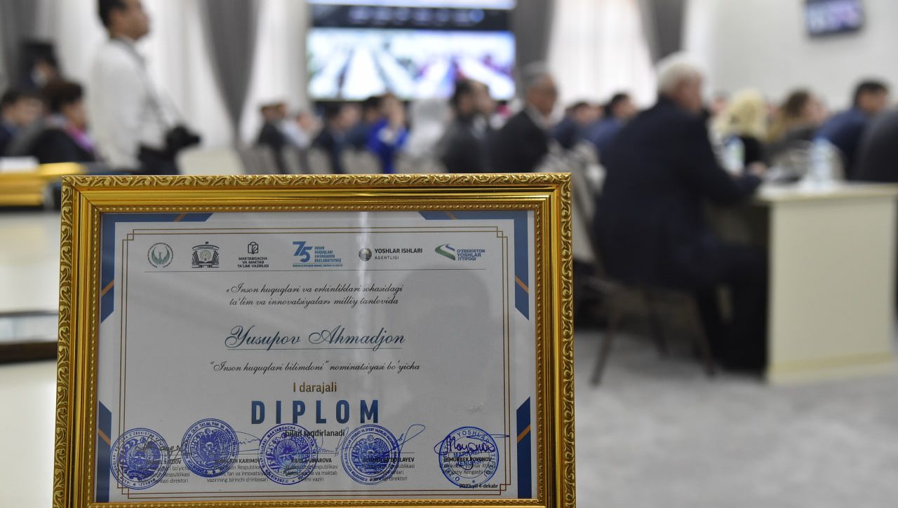 “Inson huquqlari va erkinliklari sohasida ta’lim va innovatsiyalar” milliy tanlovi g‘oliblari