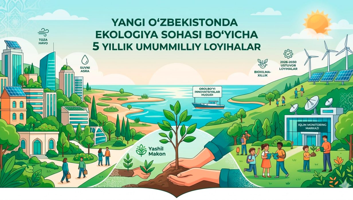 Yangi O‘zbekistonda ekologiya sohasi bo‘yicha 5-yilga mo‘ljallangan umummilliy loyihalar ma’qullandi