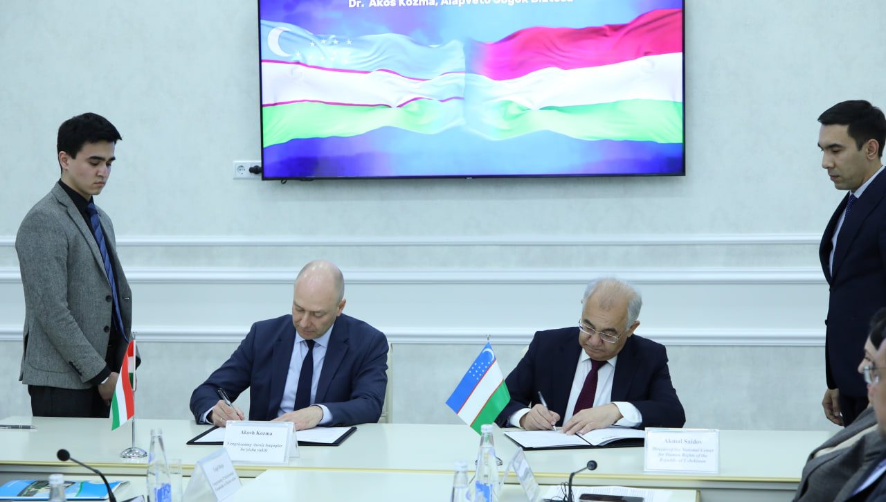Inson huquqlari bo‘yicha O‘zbekiston Respublikasi Milliy markazi va Vengriyaning Asosiy huquqlar bo‘yicha vakili o‘rtasida o‘zaro anglashuv memorandumini imzolash marosimi
