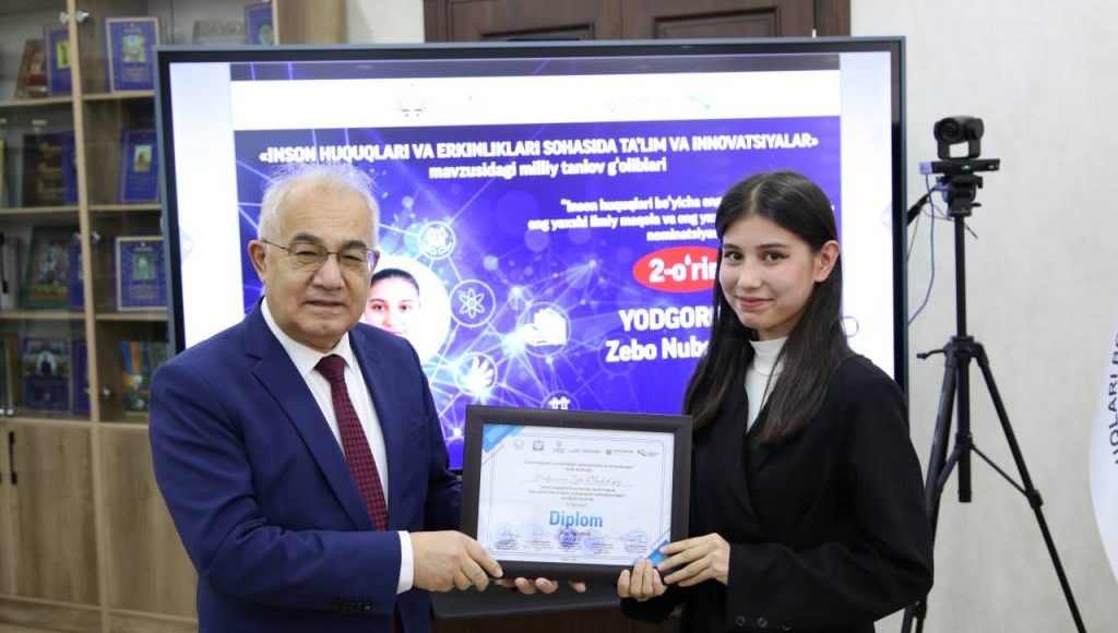 “Inson huquqlari va erkinliklari sohasida ta’lim va innovatsiyalar” milliy tanlovi g‘oliblari taqdirlandi