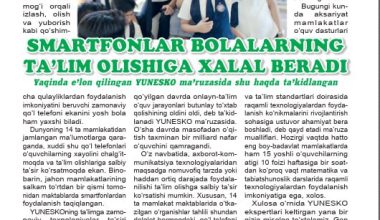 Milliy markaz vakilining maqolasi - «TONG YULDUZI» gazetasi sahifalarida