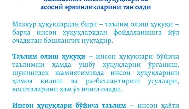 Inson huquqlari umumjahon deklaratsiyasi e’lon qilinganidan so‘ng xalqaro hamjamiyat inson huquqlari va asosiy erkinliklarini tan oldi